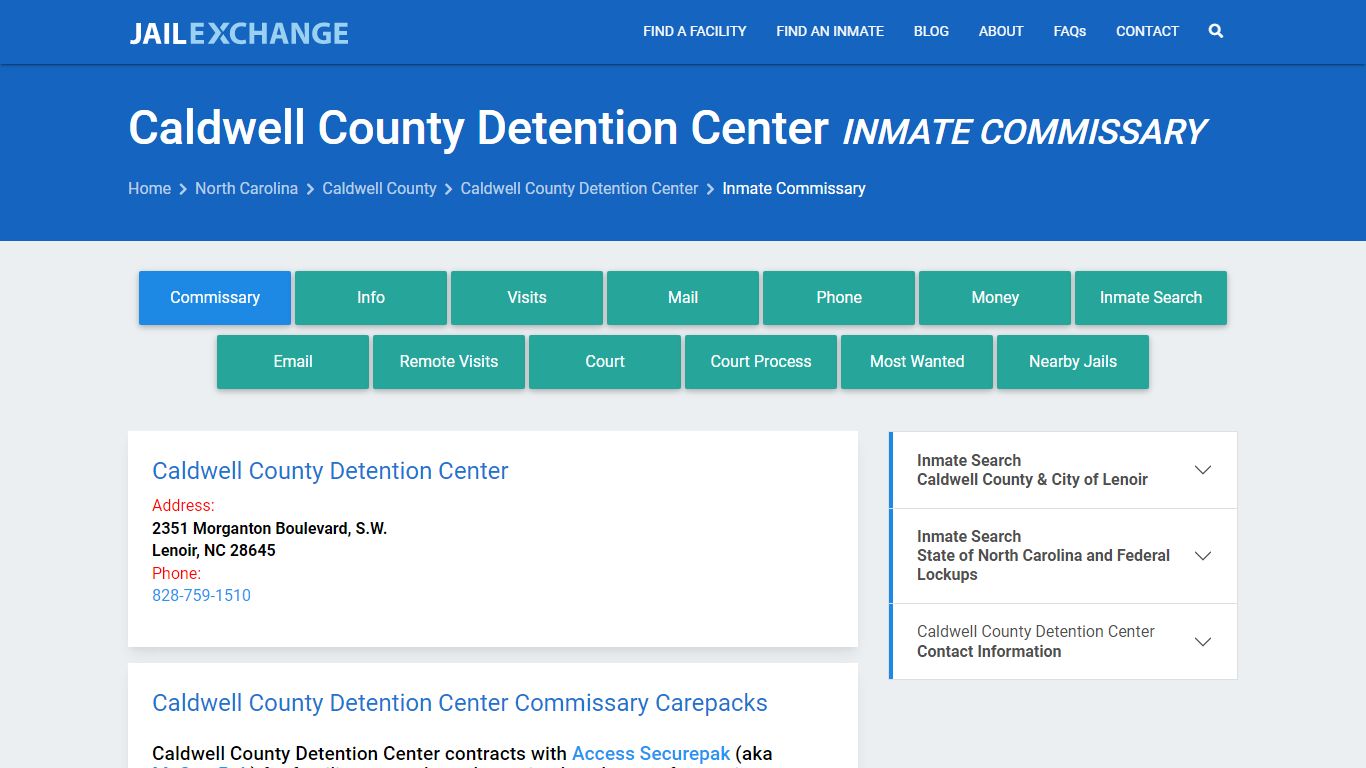 Caldwell County Detention Center Inmate Commissary - Jail Exchange
