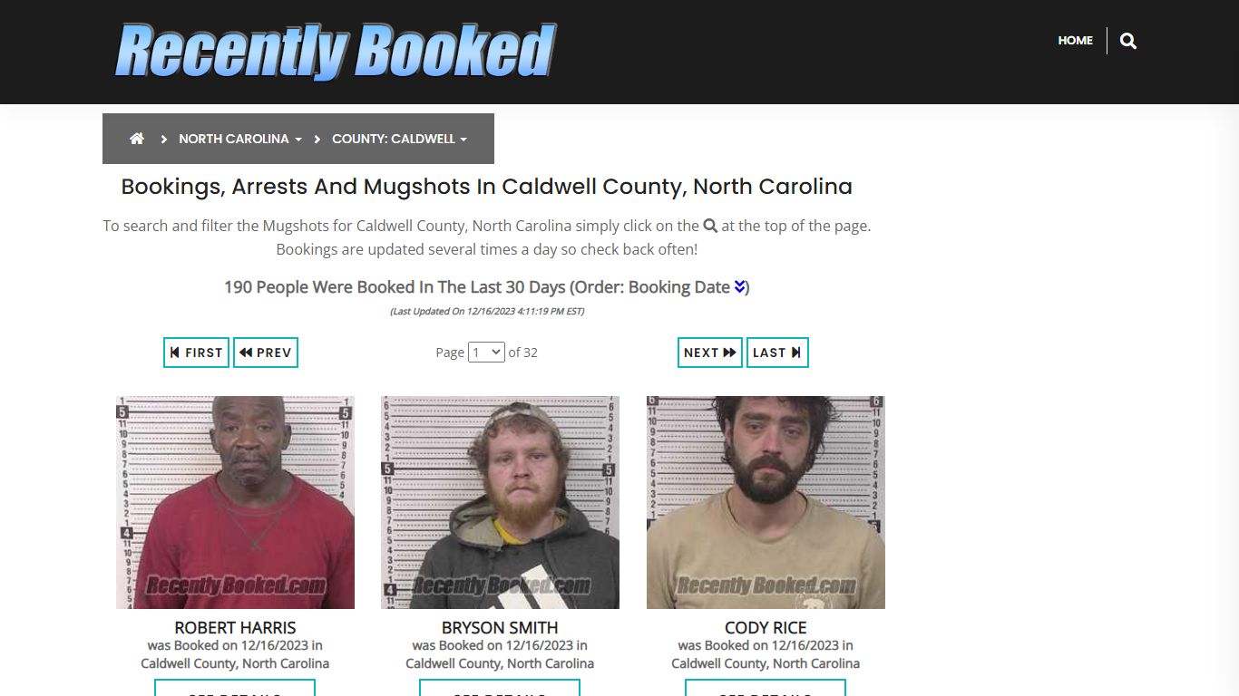 Bookings, Arrests and Mugshots in Caldwell County, North Carolina